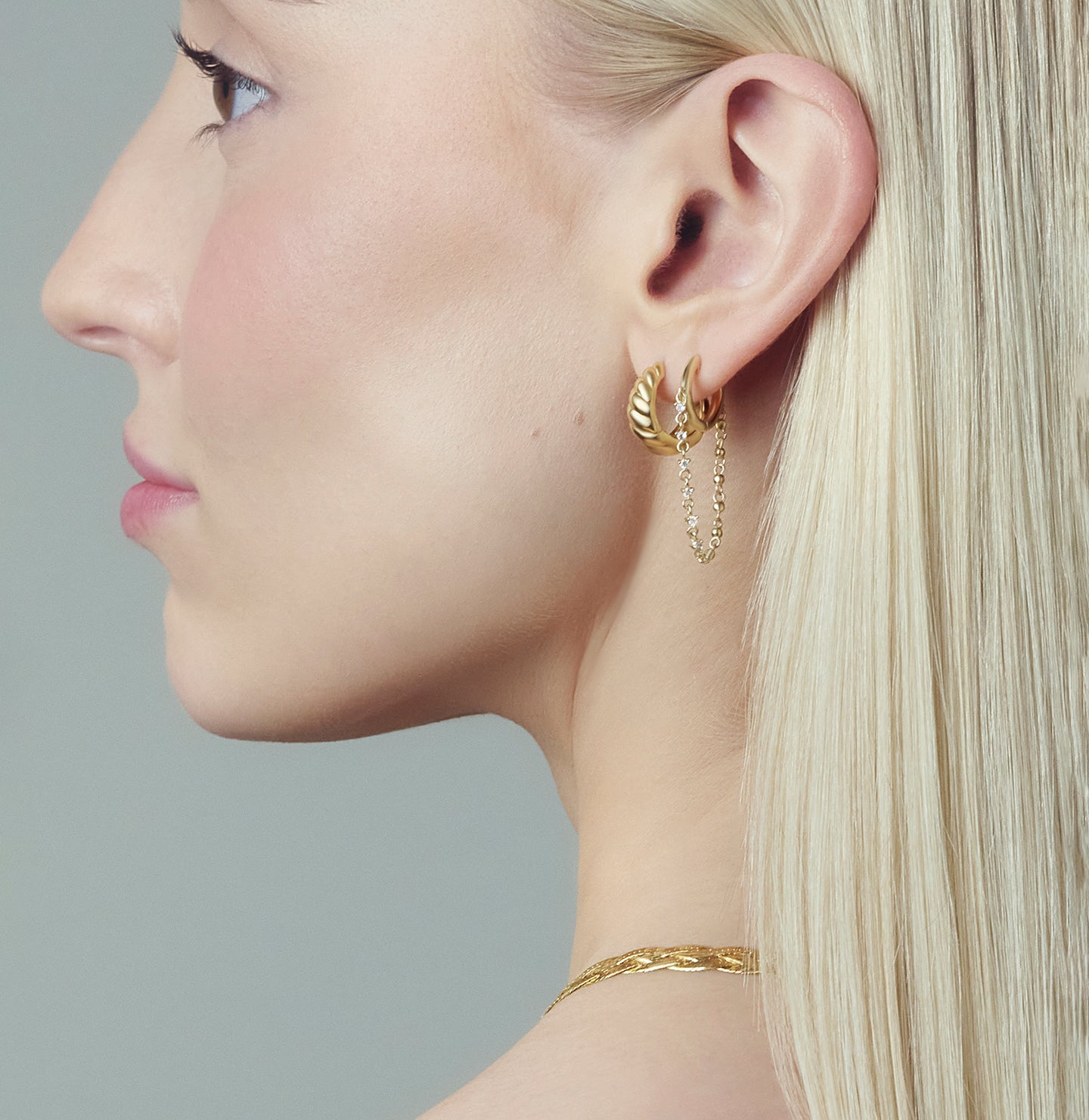 Women's gold earrings