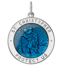 Miansai Pendants Saint Christopher Surf Pendant w/Enamel, Sterling Silver Caribbean Blue/White