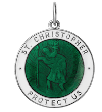 Miansai Pendants Saint Christopher Surf Pendant w/Enamel, Sterling Silver Emerald Green/White